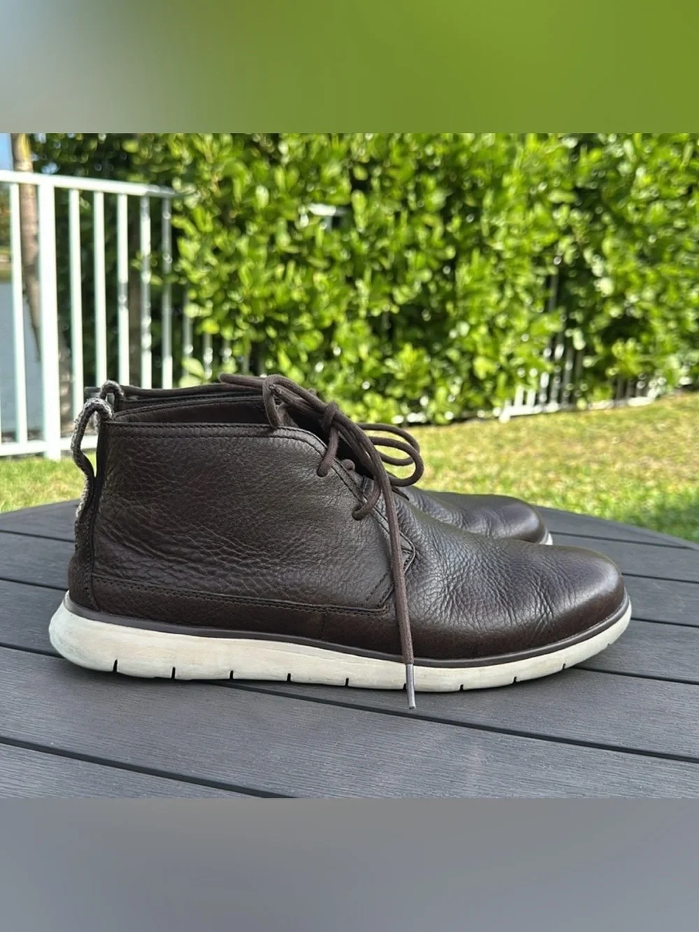 UGG MENS COMFORT SYSTEM BROWN LEATHER LACE UP CHUKKA BOOT SIZE 10 S/N 1013234